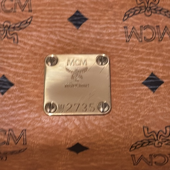 EUC MCM Visetos Cognac Nappa Leather Monog Drawstring Bucket Bag - Picture 2 of 4